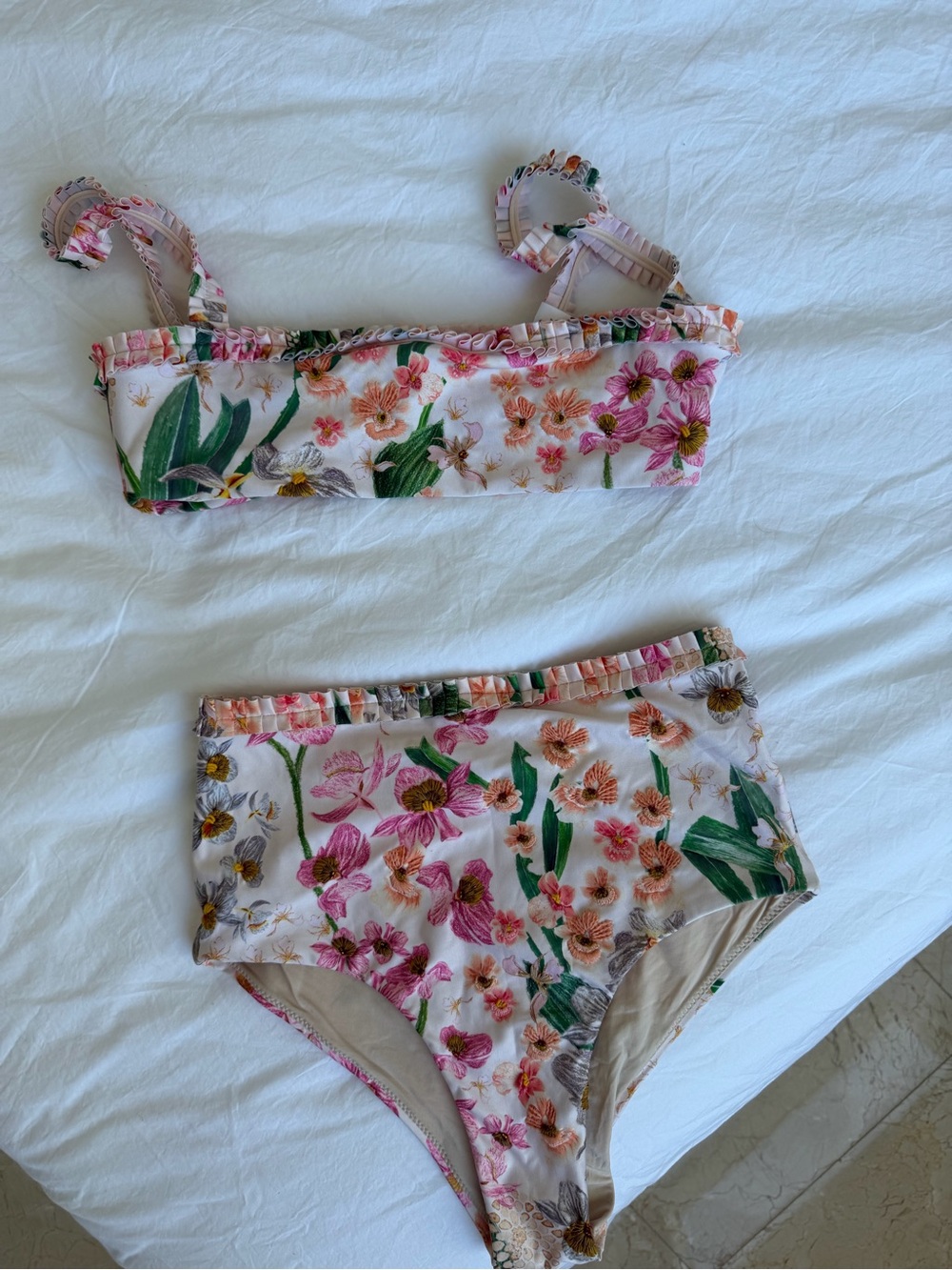 Agua by Agua Bendita Pink Floral High-Waist Bikini Set